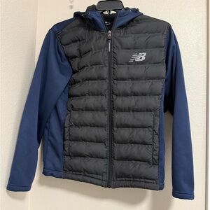 New Balance Mens Size Small Full Zip Quilted 
Fleece Lined Blue Hooded Jacket